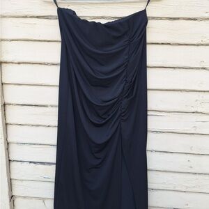 Online Elegant Black Draped Dress